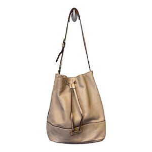 DKNY Nude Crosby Ego Leather Drawstring Large Bucket Bag Purse